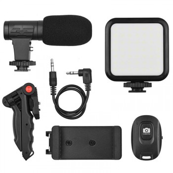 LED Video Vlogging Light Tripod microphone Kit for Live Stream Selfie Phone Vlog