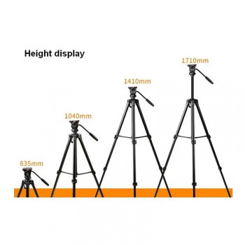 Light Tripod WF-3308A Portable with Damping Pan Tilt Head 1.7m height 6kg max