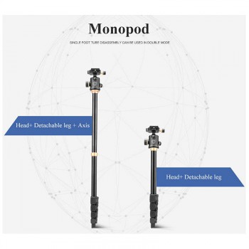 Professional Sturdy Travel Tripod Clip Legs removable Monopod 161cm Max 13kg