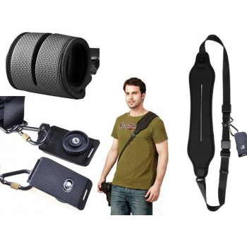 Quick Rapid Shoulder Camera Strap - Black With Plate