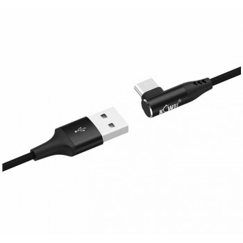 Kiwifoto USB C Type Right Angle data cable 1.2m Black Quick Charge!