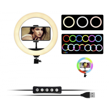 Soft 26cm RGB Selfie LED Ring Light for Makeup Streaming Vlogging