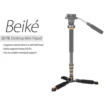 Beike Q178 Desktop Table Aluminum Tripod 3 Legs Monopod Base Stand