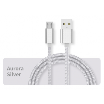 Braided Micro USB 2m 2amp Silver Cable